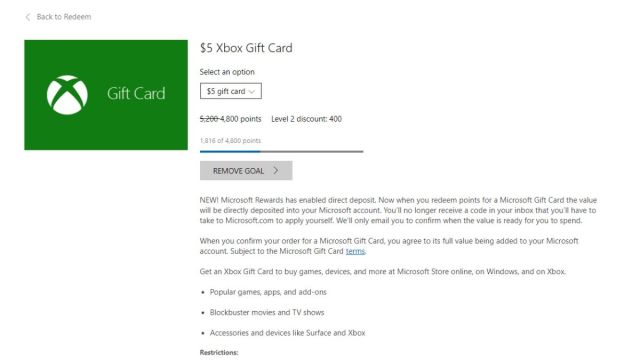 You can get an Xbox gift card from Bing