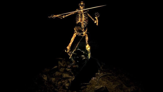 The skeleton that baits you into one of the most unfair traps in video games