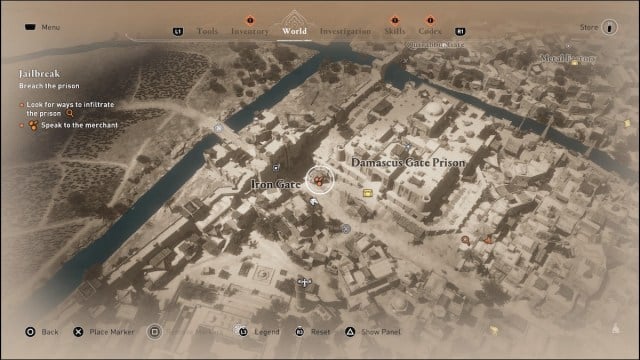 Карта с указанием местоположения торговца в Assassin's Creed Mirage.