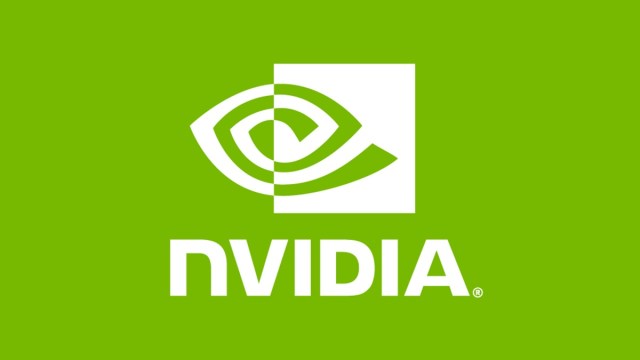 Nvidia logo on a bright, green background.