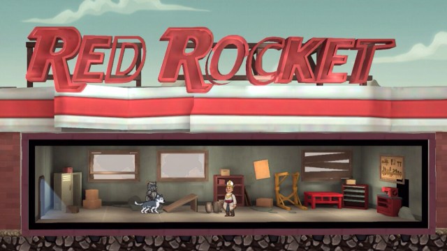 A screenshot of the Red Rocket gas station, as shown in Fallout Shelter.