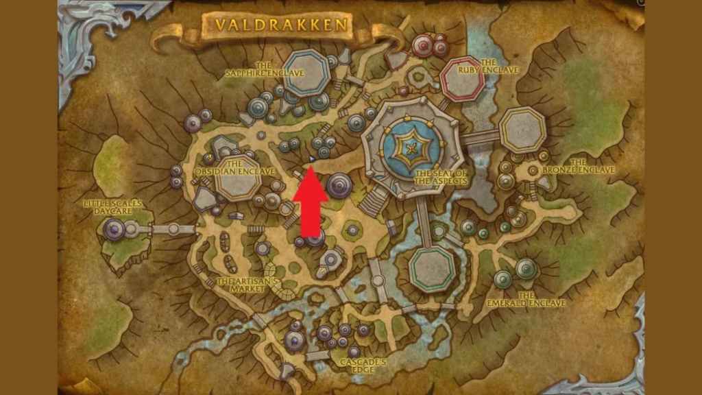 The Sparks of Life NPC location in Valdrakken in WoW.