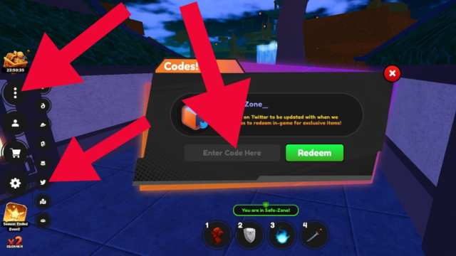 How to redeem codes in Anime Fighting Simulator X