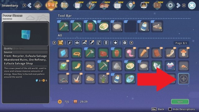 My Time at Sandrock Inventory