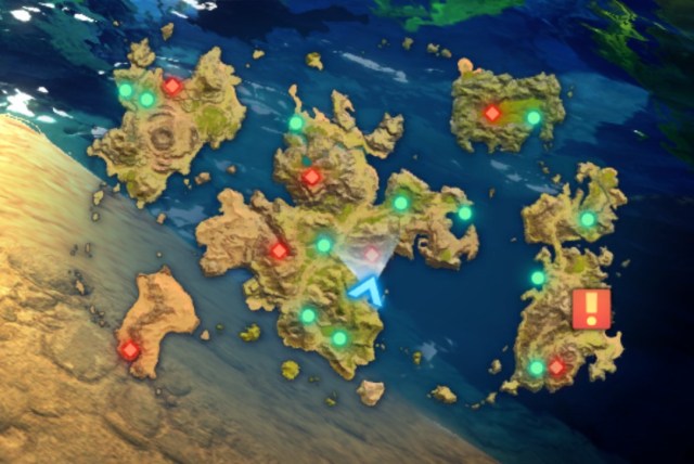 Карта мира изгнания, прямо к югу от пещеры Кросс.