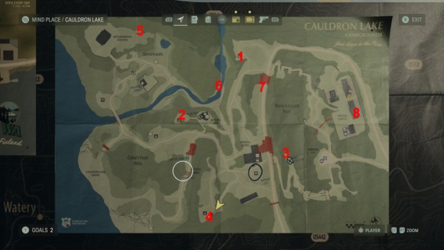 All lunch box locations in Cauldron Lake in Alan Wake 2.