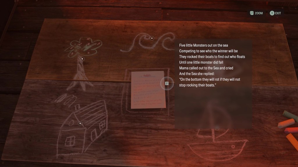 All Nursery Rhyme locations in Alan Wake 2 billie's boat yard puzzle