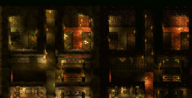 Dungeon Keeper: an above view of some of the rooms in the dungeon.