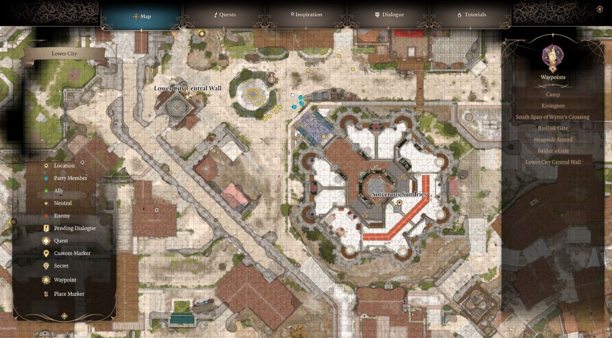 A map of Baldur's Gate in BG3