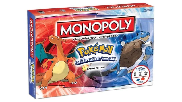 Pokemon Monopoly, the classic board game features Blastoise and Charizard on the front