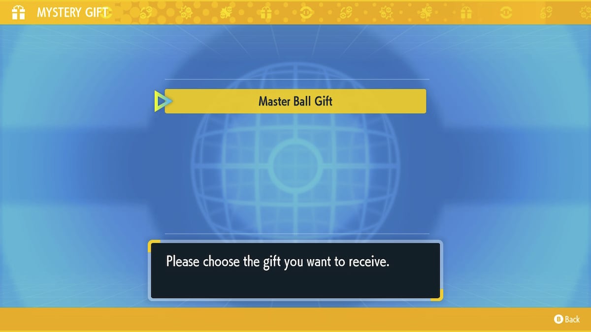 Master Ball Mystery Gift in Pokemon Scarlet and Violet