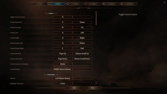 Baldur's Gate 3 Overhead Tactical Camera Menu
