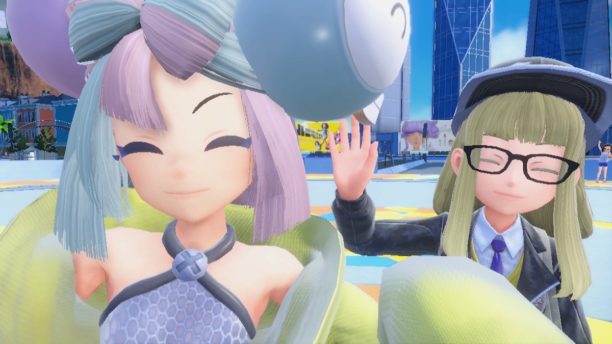 Character smiling in Pokemon Violet.