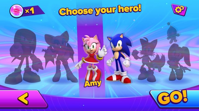 Elección de personajes en Sonic Dream Team.