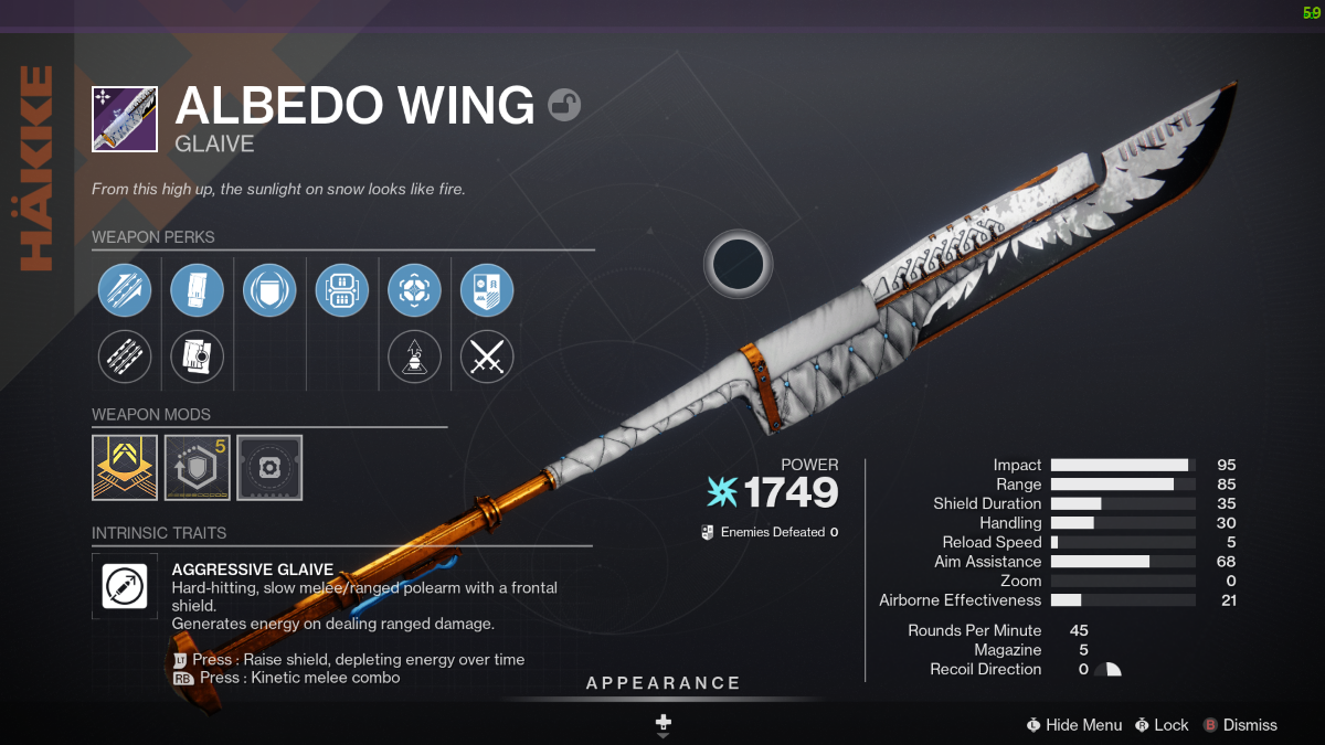 the albedo wing in destiny 2