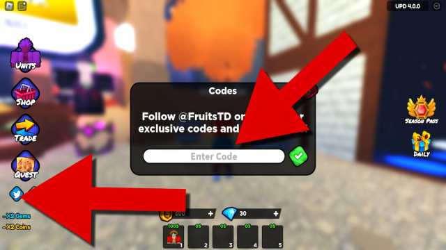 How to redeem codes in Fruit Tower Defense. 
