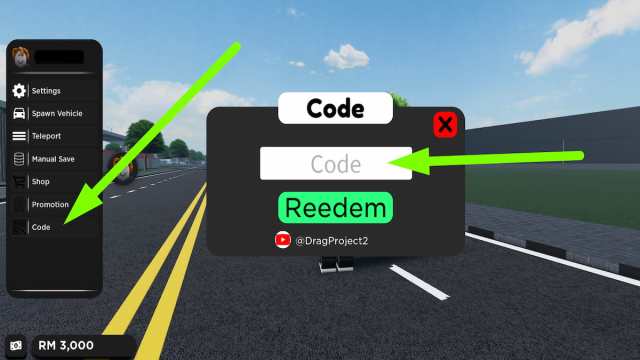 How to redeem codes in Drag Project