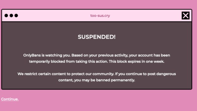 Suspended account in OnlyBans.