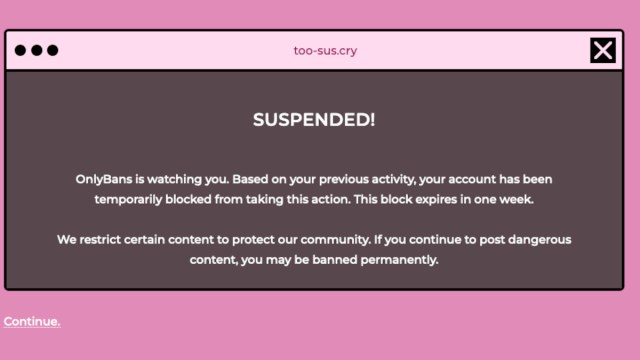 Suspended account in OnlyBans.