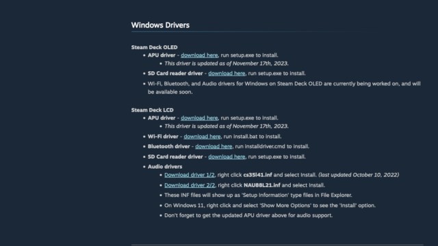 Windows drivers for Steam Deck. 