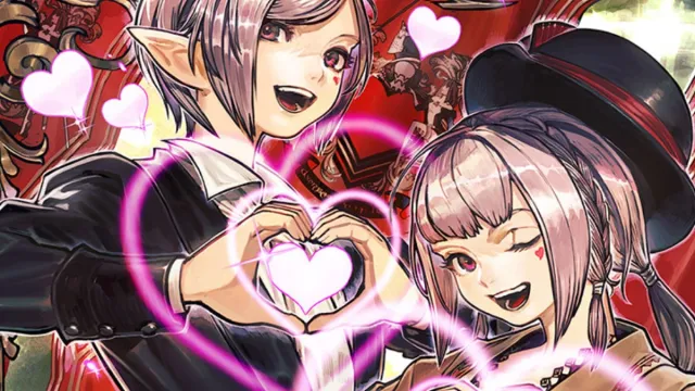 Final Fantasy XIV Valentione's Day art, featuring the new Love Heart emote