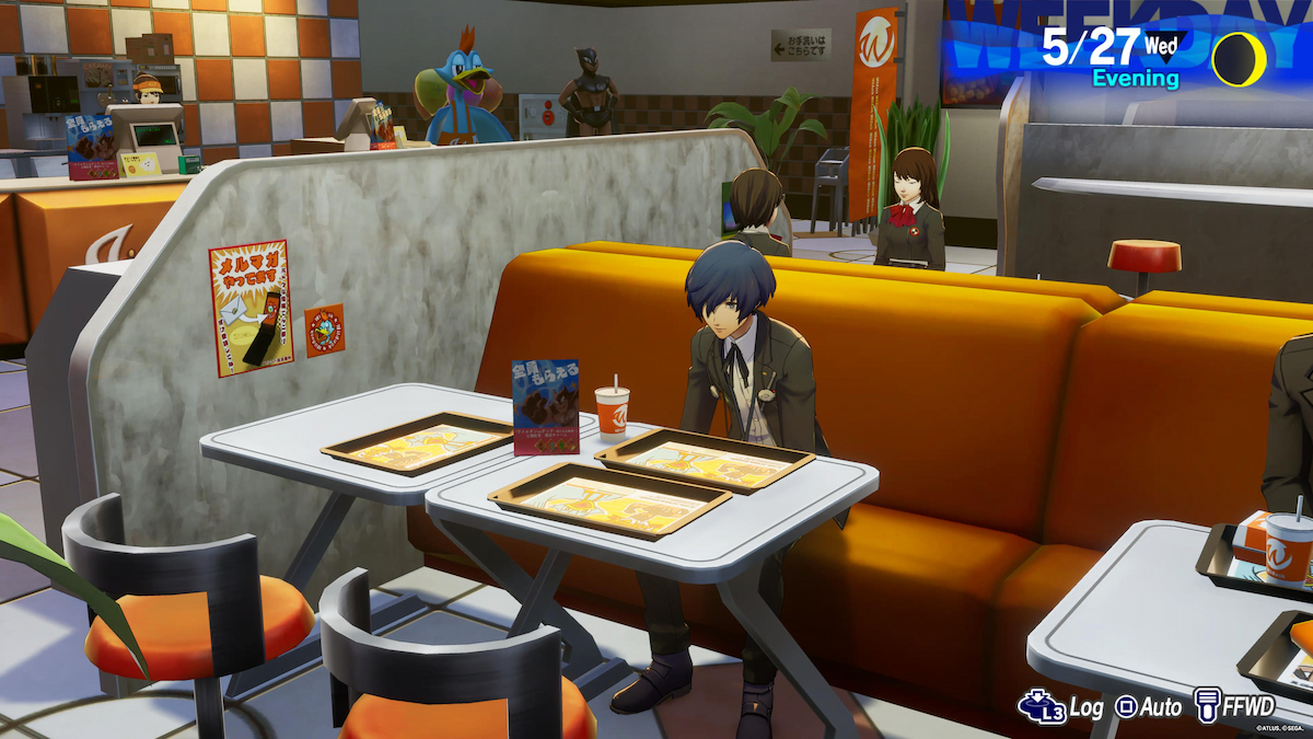 Eating at Wilduck Burger in Persona 3 Reload