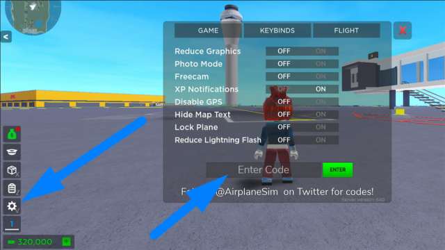 How to redeem codes in Airplane Simulator