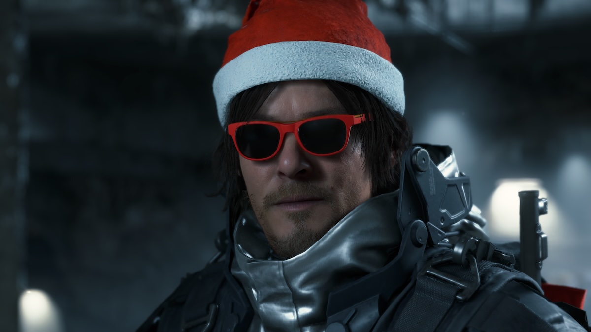 Sam Bridges mit Weihnachtsmütze in Death Stranding.