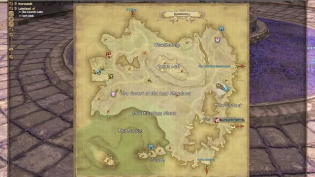 Карта Лейкленда в Final Fantasy XIV