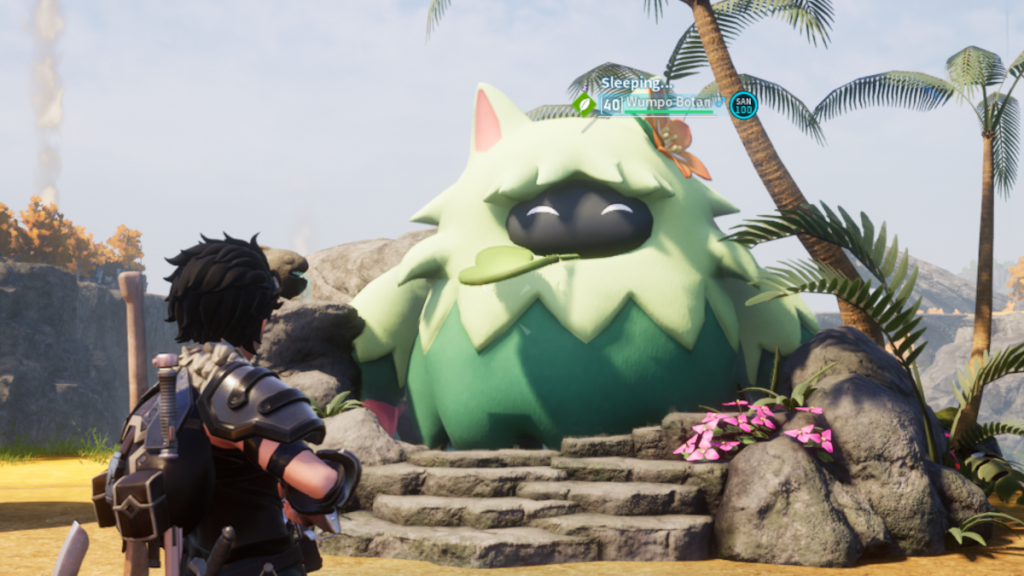 A sleeping Wumpo Botan in Palworld