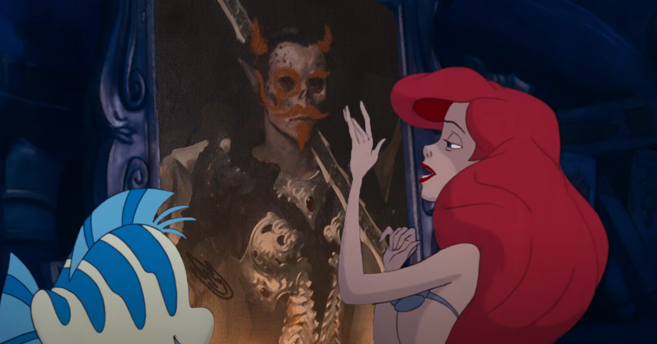 The Little Mermaid's Ariel gently caressing a painting of Vlaakith.