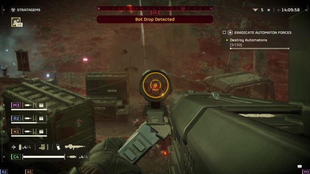 Helldivers 2 How to kill a Hulk using an autocannon to target the hulk's face