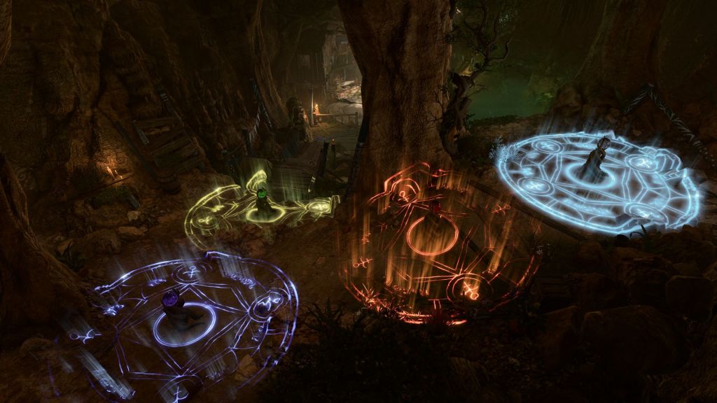 In the back left, the poison orb. From the front left to right: the lightning, fire, and ice orbs in Jaheira's Basement