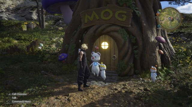 Moogle Intel: Prairie Moogle, the Merchant standing in front of the MogStool