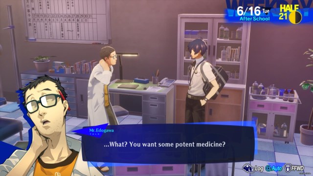 P3 Protagonist asking Mr. Edogawa for his potent medicine