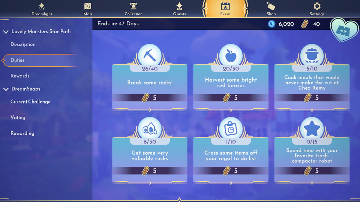 Disney Dreamlight Valley valuable rock Star Path duty