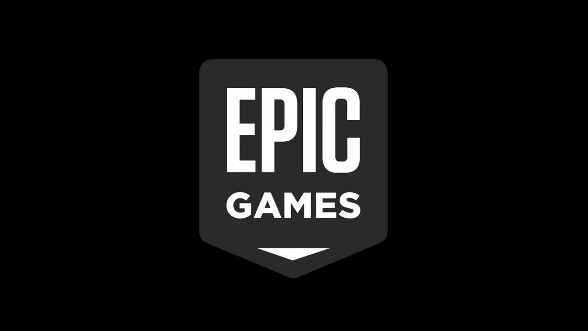 Epic Games logo on a black background.