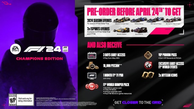 F1 24 pre-order bonuses.