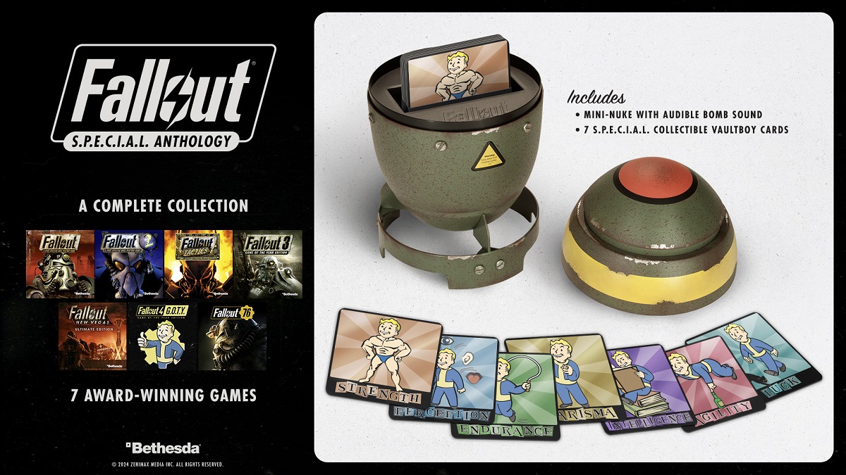 All the Fallout games in the series presented in a mini nuke-shaped case.