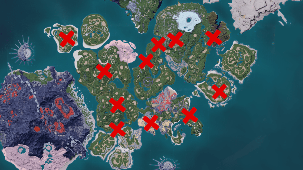 All Palworld Skill Fruit Tree locations, including maps and fast travel