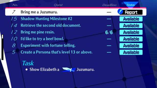 Persona 3 Reload Juzumaru for Elizabeth's request