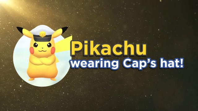 Pikachu wearing Cap's Hat in Pokemon Go