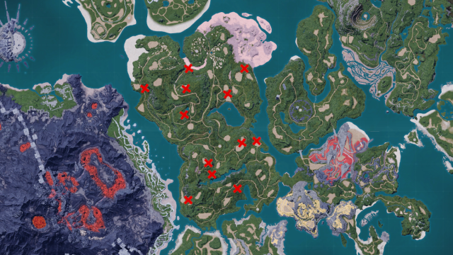 Map of Ravine Grotto dungeon locations  in Palworld
