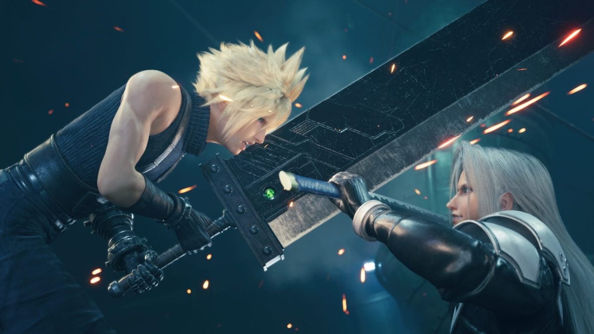 Final Fantasy 7 Remake Cloud fighting Sephiroth