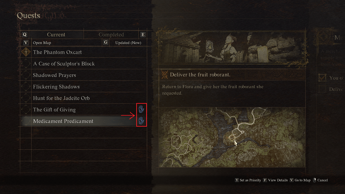 Dragon's Dogma 2 what do hand icons mean
