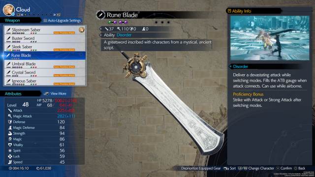 FF7 Rebirth Cloud Weapon Rune Blade