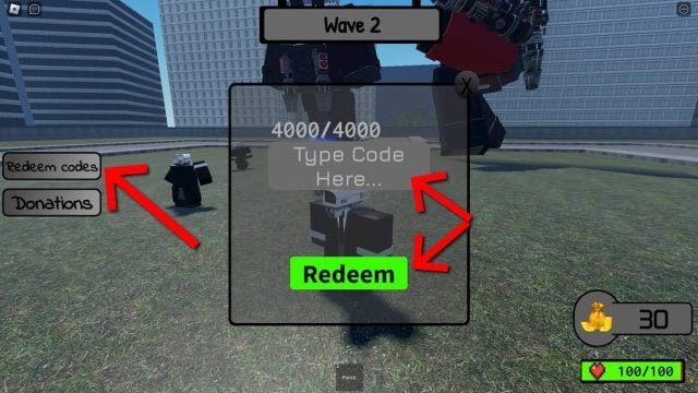 How to redeem codes in Ultra Toilet Fight.
