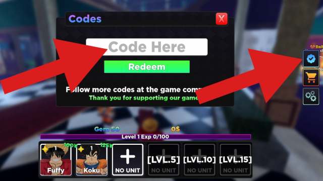 How to redeem codes in Anime Rangers