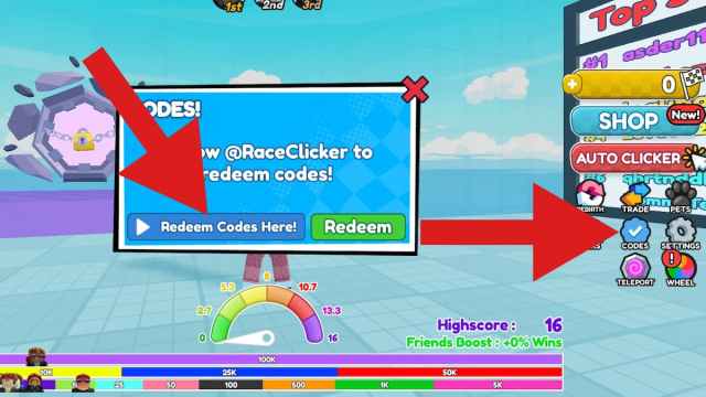How to redeem codes in Race Clicker