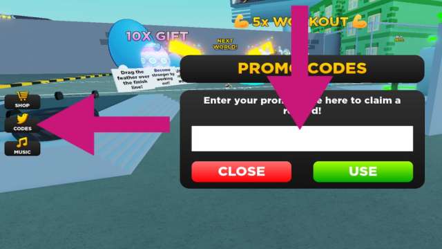 How to redeem codes in Strongman Simulator